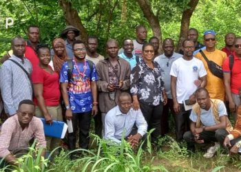 Tchamba/Formation des journalistes sur la restauration forestière: Les participants en visite dans la forêt communautaire de Goubi