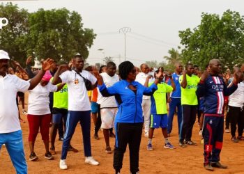 18ème acte des JNS au Togo :  le ministre des Sports était sur le terrain du CEG Togblékopé
