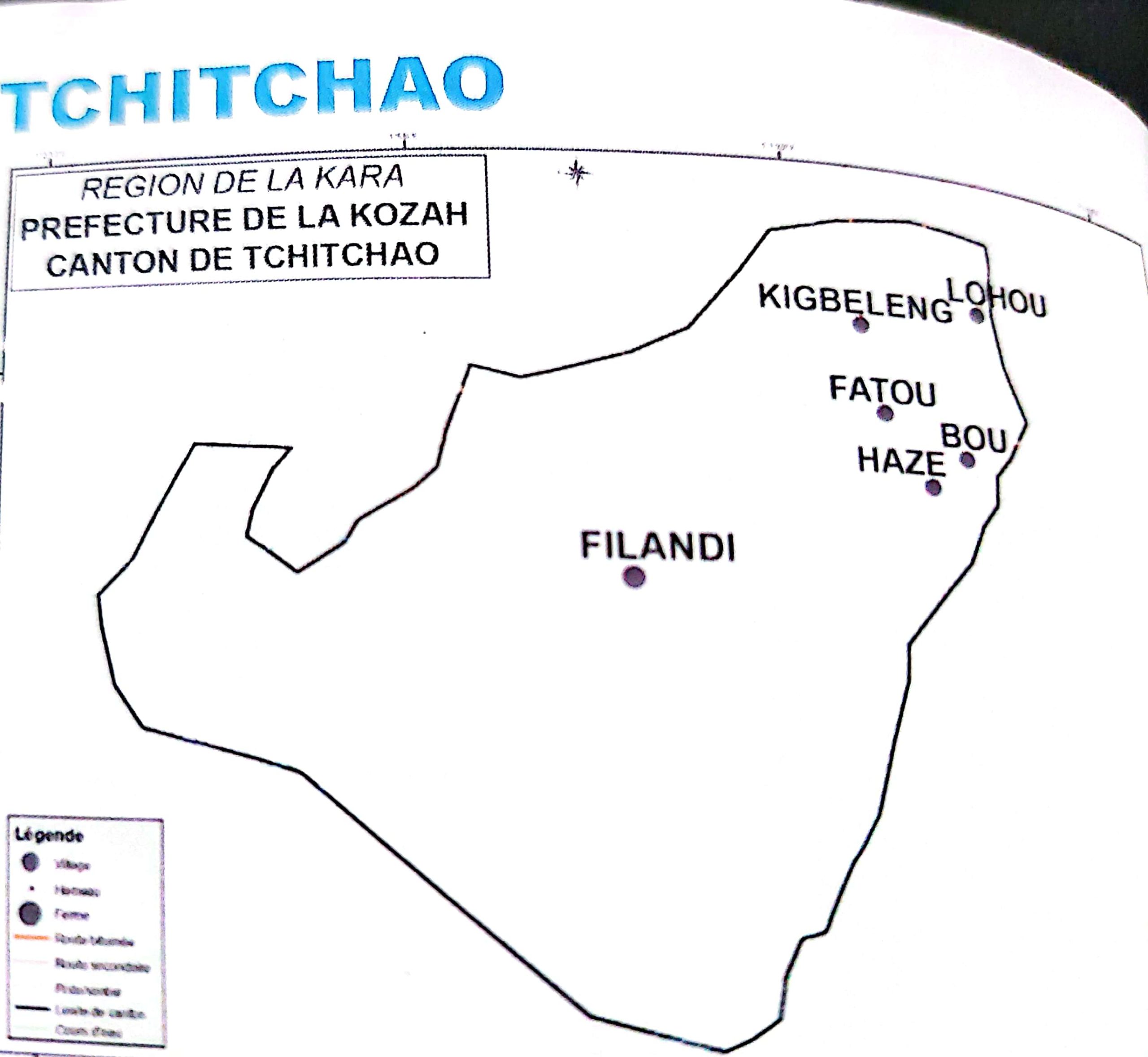Kozah/ : carte postale du canton de Tchitchao 1 23 Carte geographique de Tchitchao scaled