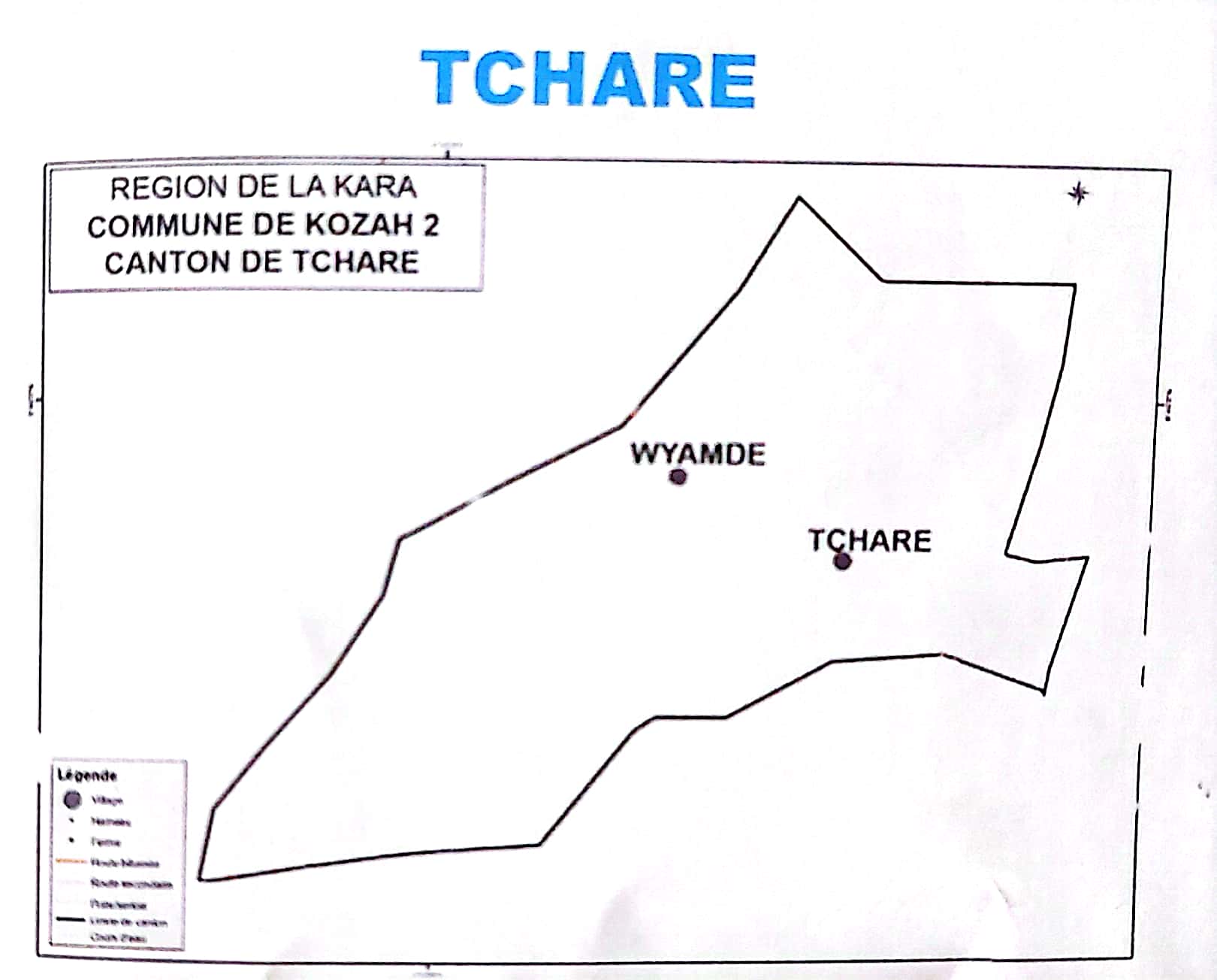 Kozah/carte postale du canton de Tcharè : un canton marque économiquement par sa forge, sa charcuterie et sa poterie 1 30 Carte geographique du canton de Tchare