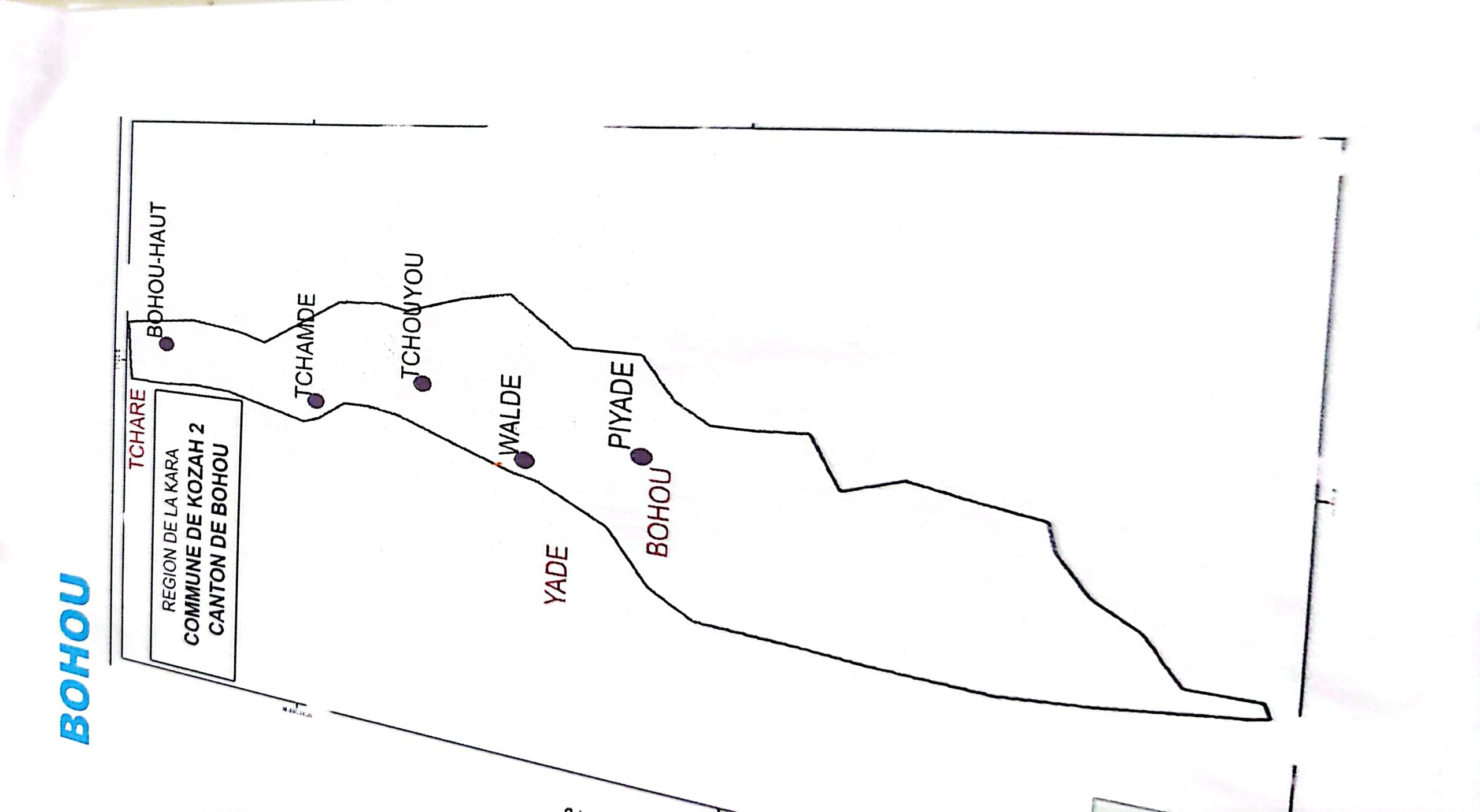 Carte physique de Bohou scaled