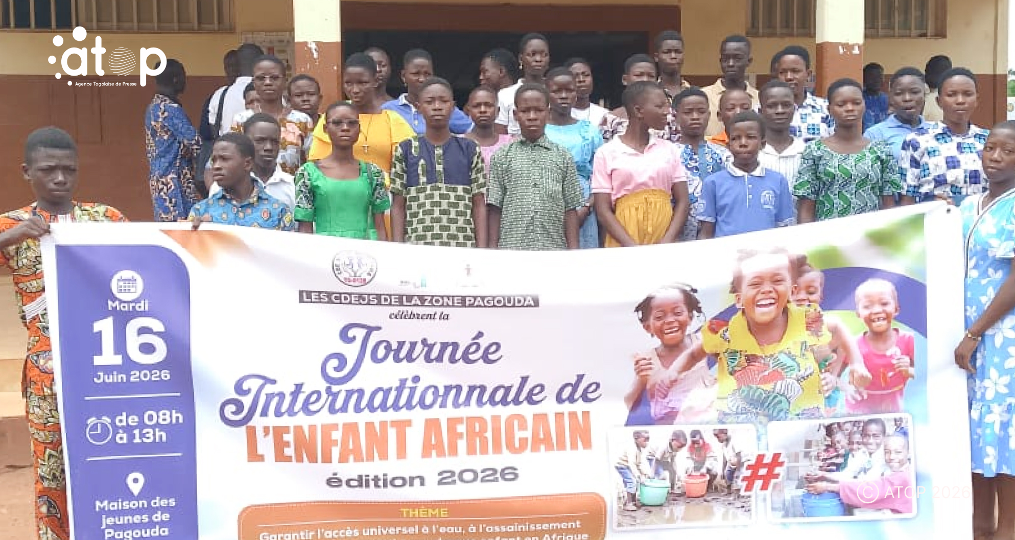 Binah: Des acteurs locaux mobilisés pour l'accès des enfants à l'eau et à l'assainissement à Pagouda 1 19 Acteurs et enfants des CDEJTG O39 ont pose ensemble
