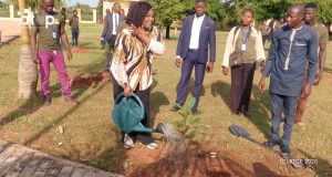 La depute Ibrahima arrosant son plant