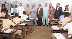 Éducation : 76 098 candidats à la conquête du BAC 2 2 Le ministre Gado 6eme de la gauche exhortant les candidats Lycee technique dAdidogome 1